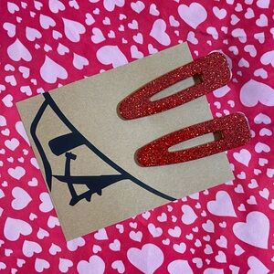 Sparkling Red Glitter Hair Clips